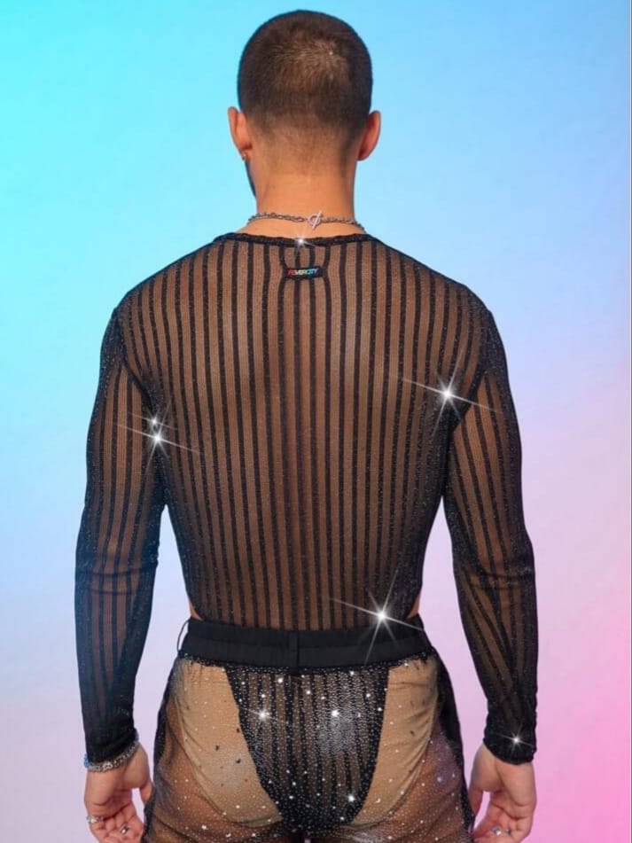 Men's Fashion Sexy Shiny See-Through Bodysuit
